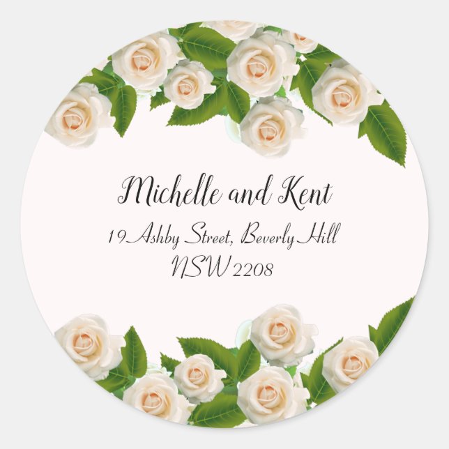 Sticker für elegante White Roses-Hochzeitsticker f (Vorderseite)