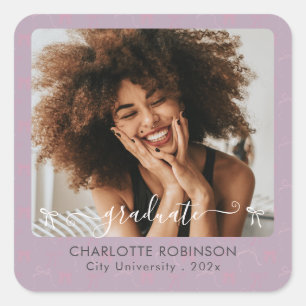 Sticker für elegantes Abschluss-Foto mit rosa Bow