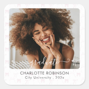 Sticker für elegantes Abschluss-Foto mit rosa Bow