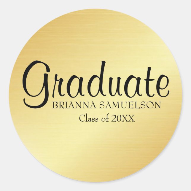Sticker für Gold-Abschluss mit schwarzem Text (Vorderseite)