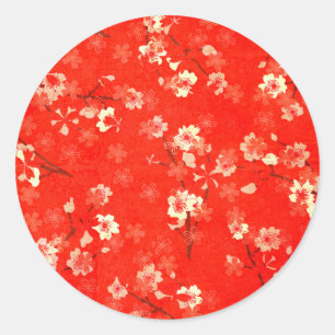 Sticker für japanische Rot- und Gold-Floral-Muster