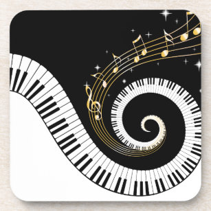 Sticker für Klaviertasten und Gold-Musiknoten Getränkeuntersetzer