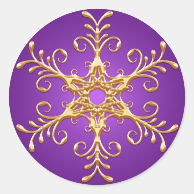 Sticker für lila und Goldschneeflocken (Vorderseite)