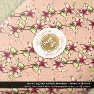 Sticker für Peace & Joy Gold und White Round-Gift-