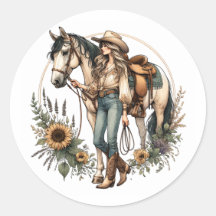 Sticker für Pferde und Mädchen mit Sonnenblumen