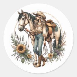 Sticker für Pferde und Mädchen mit Sonnenblumen