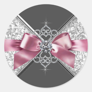 Sticker für Schwarz-weiße Diamanten in Rosa