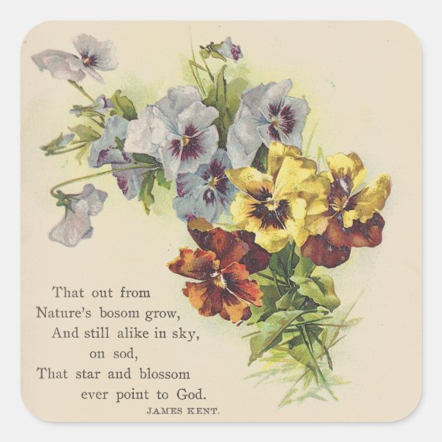 Sticker für Viktorianische Pansy Blume Gedicht (Vorderseite)
