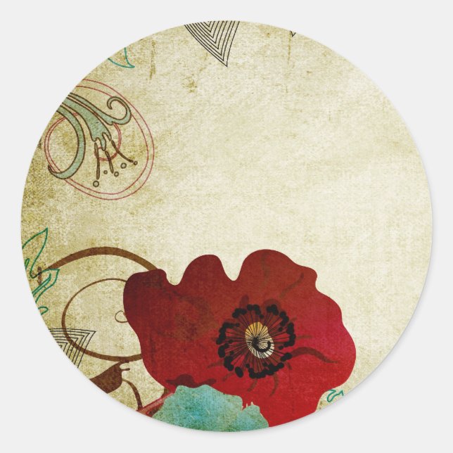 Sticker für Vintage Mohn (Vorderseite)