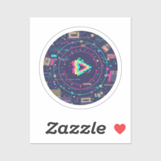 Sticker Futuristic Digital Play Button Abstract design 
