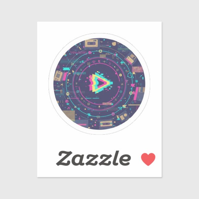 Sticker Futuristic Digital Play Button Abstract design  (Feuille)