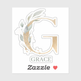 Sticker G Monogramme Floral Personnalisé