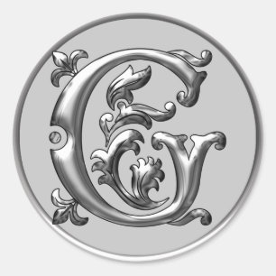 Sticker G rond initial en argent