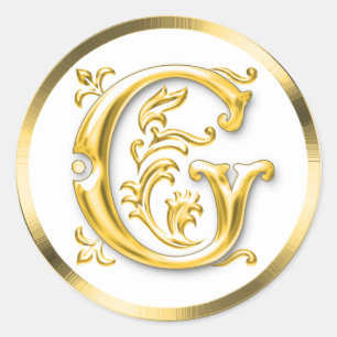 Sticker G rond initial en or