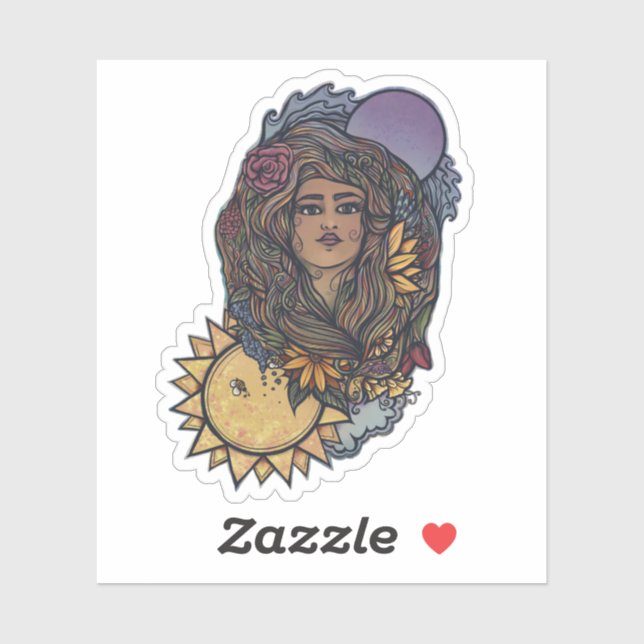 Sticker Gaia mère Terre déesse Tarot monde (Feuille)