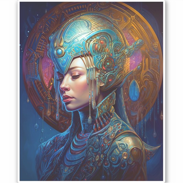 Sticker Galactique Queen Science Fiction Imaginaire Art (Devant)