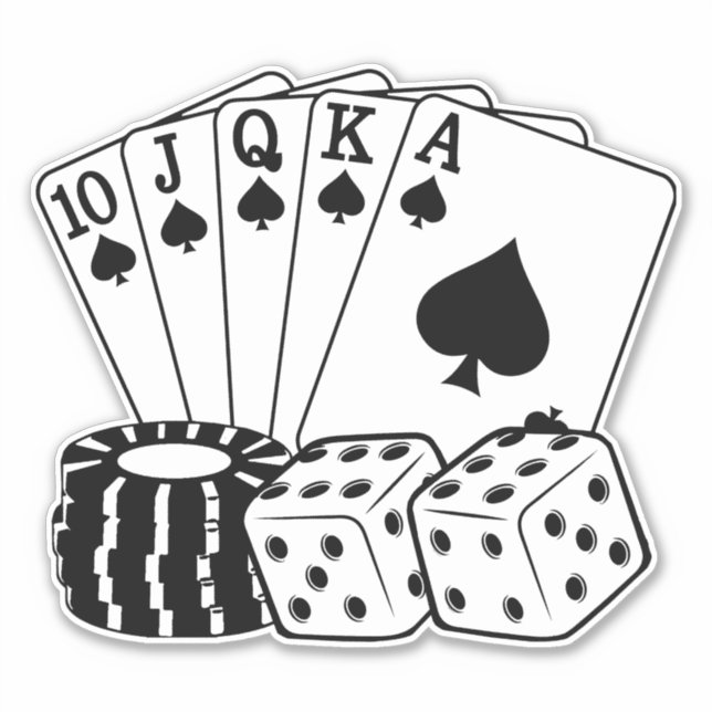 Sticker Gambling Casino Cartes Dice Poker Chips Art (Devant)