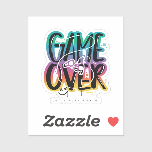 Sticker Game over graffiti joystick gamer (Feuille)
