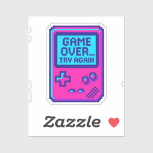 Sticker Game Over Réessayer – Joueur Pixel Rétro