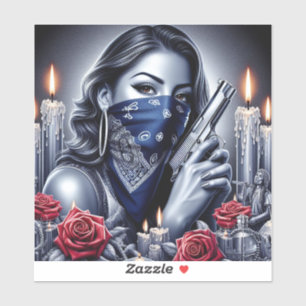 Sticker Gangster Girl Hip hop chicano art Design
