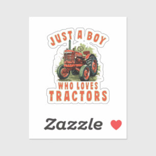 Sticker Garçon de la vie rurale qui aime les tracteurs