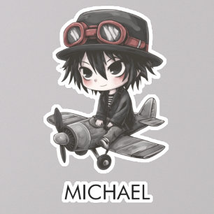 Sticker Garçon gothique pilote d'avion Anime personnalisé