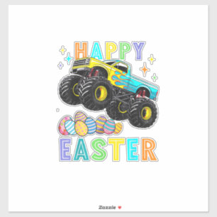 Sticker Garçons Joyeuses Pâques Monster Truck Œufs de Pâqu