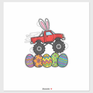 Sticker Garçons Pâques Monster Truck Joyeuses Pâques Jour 