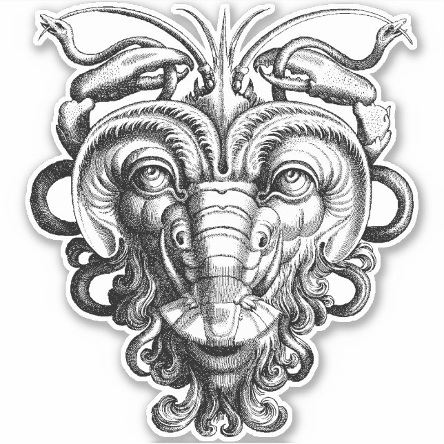 Sticker Gargoyle Renaissance Grotesque Homard Homme (Devant)