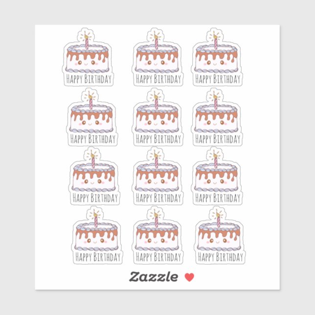 Sticker Gâteau d'anniversaire (Feuille)