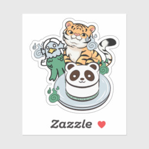 Sticker Gâteau du Tigre Kawaii, Amabie Yokai & Panda