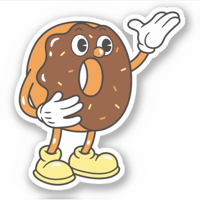 Sticker Gâteau en donut de personnage de dessin animé drôl (Devant)