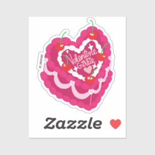 Sticker Gâteau en forme de coeur vintage rose pour la Sain