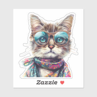 Sticker  Gato Cool con Lentes 