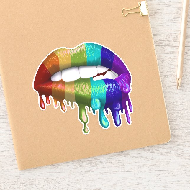Sticker Gay pride Rainbow Biting Lips (Carnet)