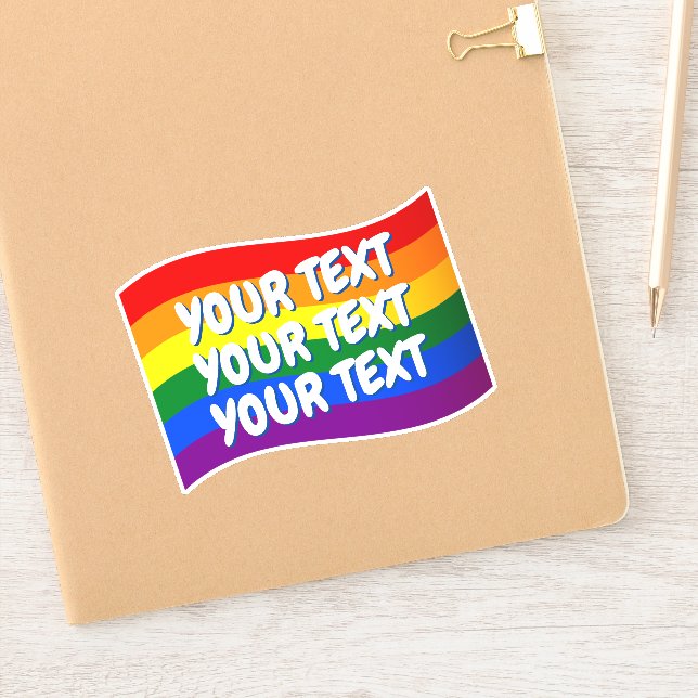 Sticker Gay pride Rainbow Flag texte personnalisé jusqu'à  (Carnet)