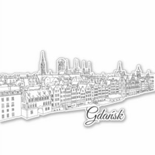 Sticker Gdansk, illustration de voyage en Pologne