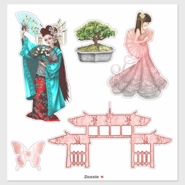 Sticker Geisha Girls (Feuille)