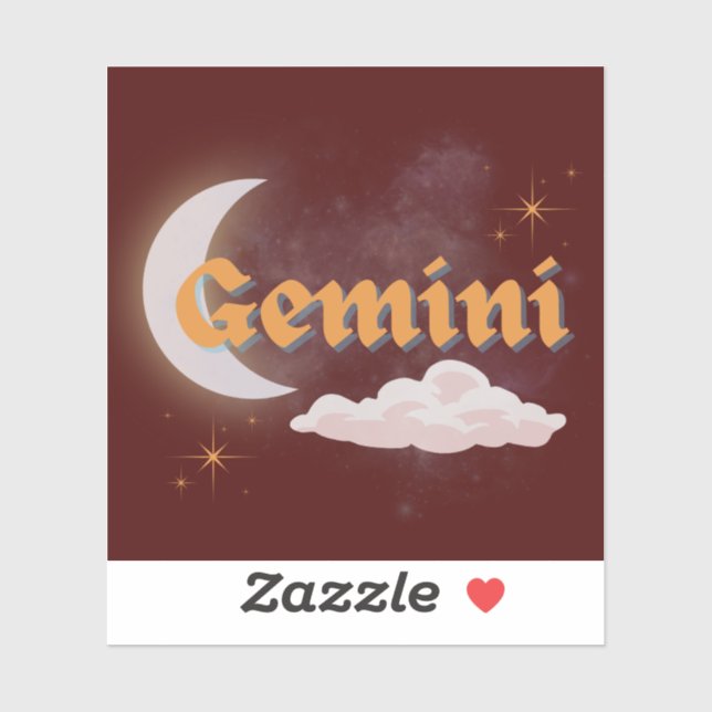 Sticker Gemini Celestial esthétique Dreamy Moon Cloud Star (Feuille)