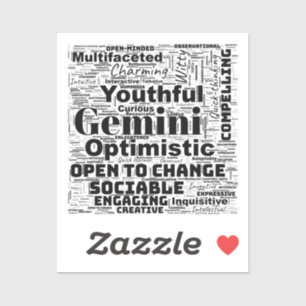 Sticker Gemini Zodiac Word Cloud Inspiration
