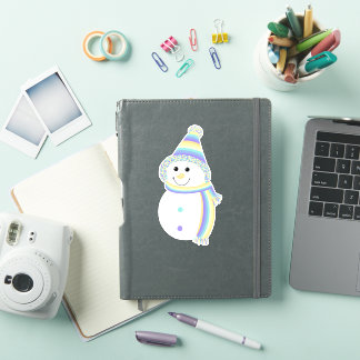 Sticker Genderfaun Fierté Snowman Snowperson Drapeau bleu