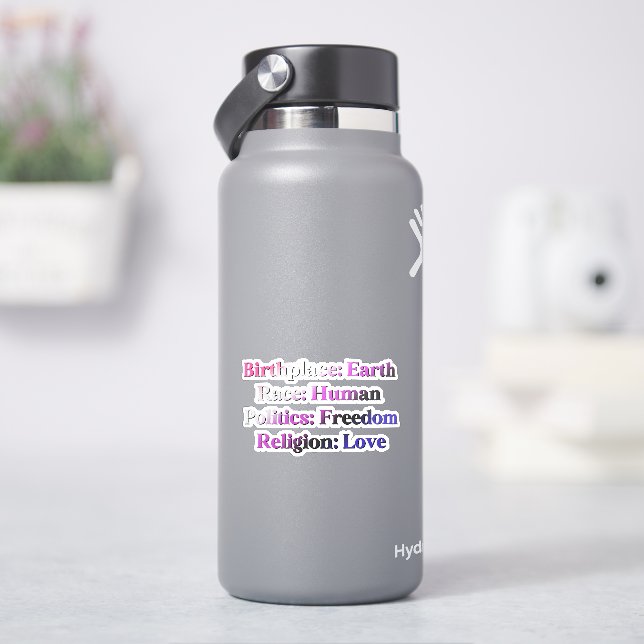 Sticker Genderfluide Fierté - Lieu de naissance : Terre. R (HydroFlask)