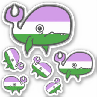 Sticker Genderqueer Anxieux mais Fière baleine