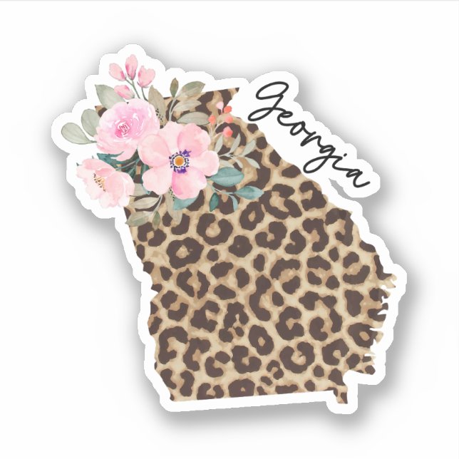 Sticker Géorgie Empreinte de léopard d'Etat avec fleurs (Devant)