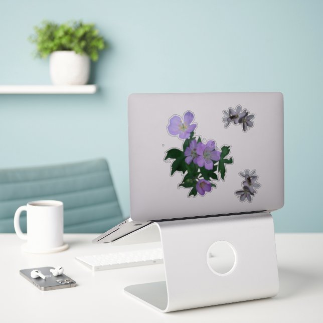 Sticker Geraniums sauvages fleur sauvage et beautés printa (Ordinateur portable sur le bureau)