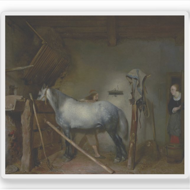 Sticker Gerard ter Borch - Cheval Stable (Devant)