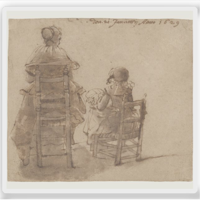 Sticker Gerard ter Borch - Une dame et un enfant qui confe (Devant)