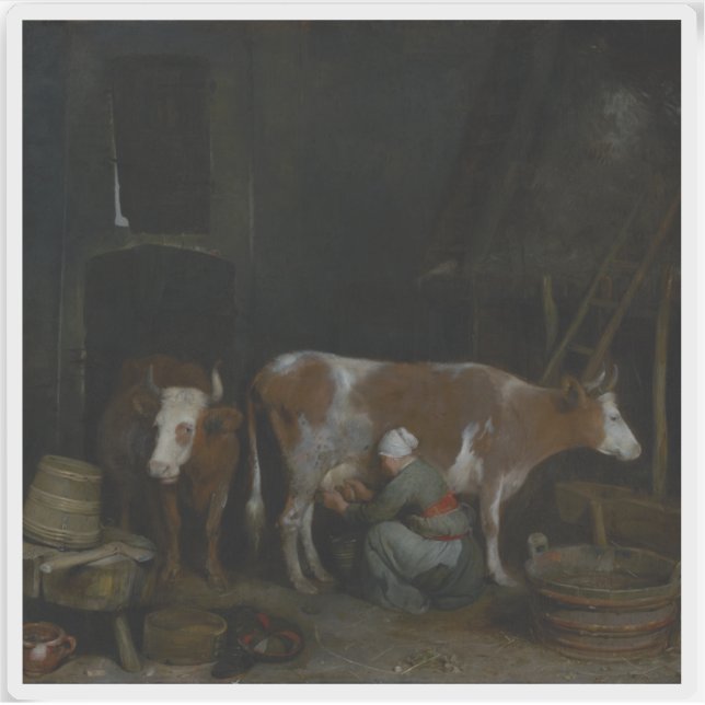Sticker Gerard ter Borch - Une domestique qui traite une v (Devant)