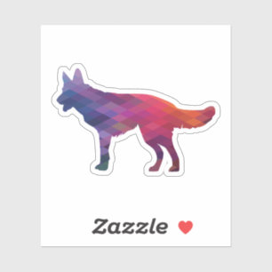 Sticker German Shepherd Geometric Pattern Silhouette Purp