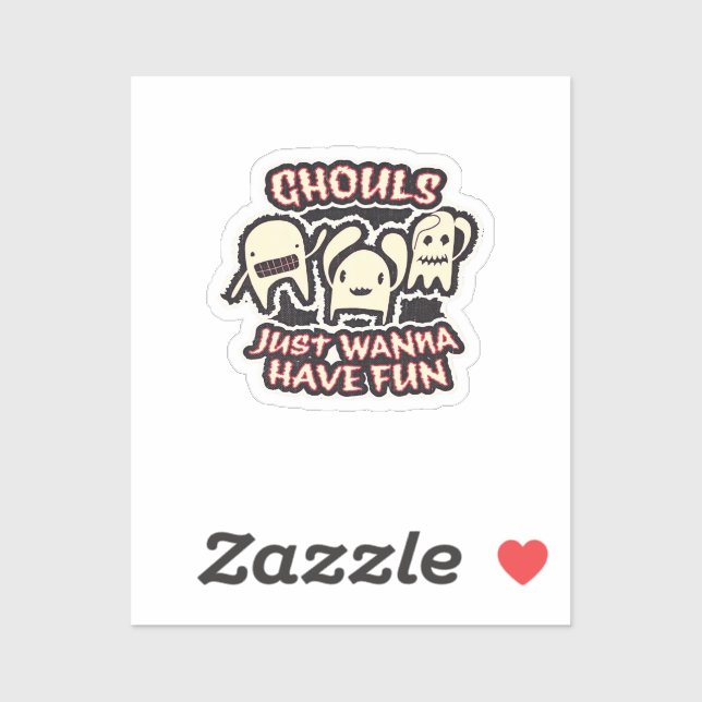 Sticker Ghouls veut juste s'amuser Retro Éffrayant (Feuille)